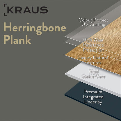 Kraus Aversley Oak Herrinbone LVT - Tile Projects Ltd