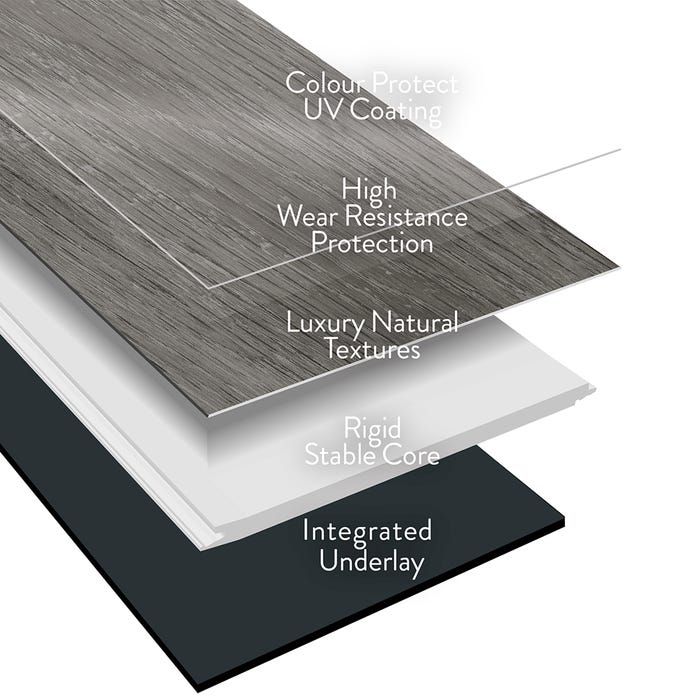 Kraus 5mm Delamere Dark Grey Premium Rigid Core Luxury Vinyl Flooring - Tile Projects Ltd