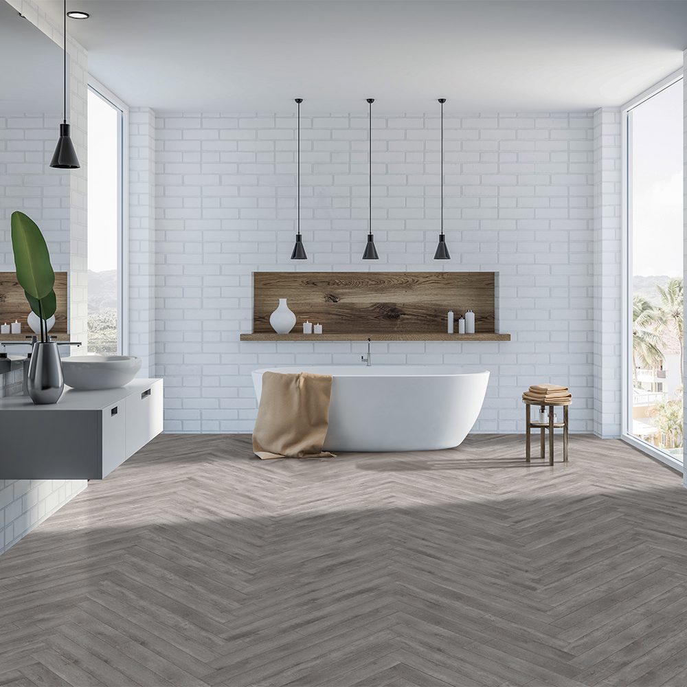 Kraus Brampton Grey Herringbone LVT - Tile Projects Ltd