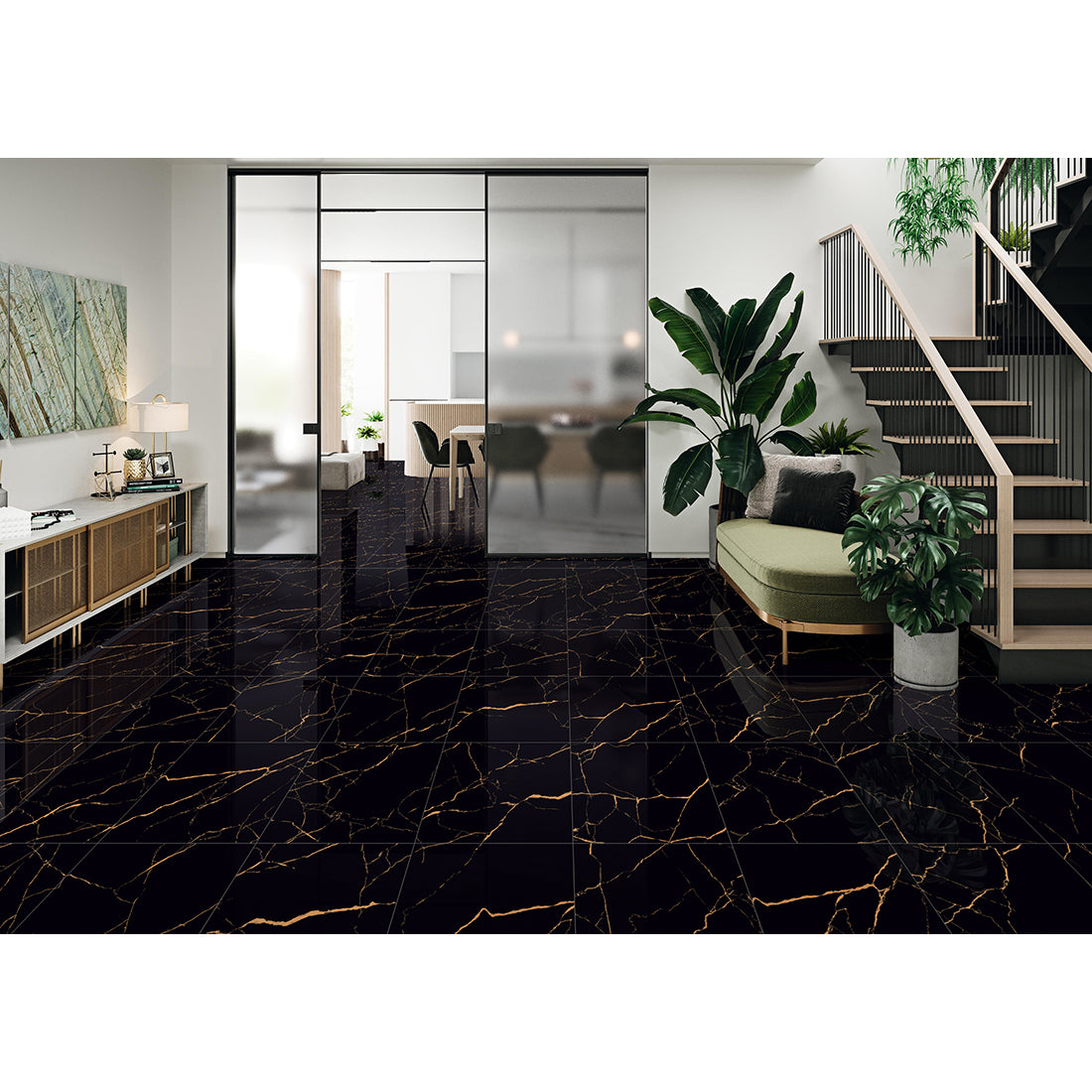 Softline Black 60x60 Gold Polished - Tile Projects Ltd