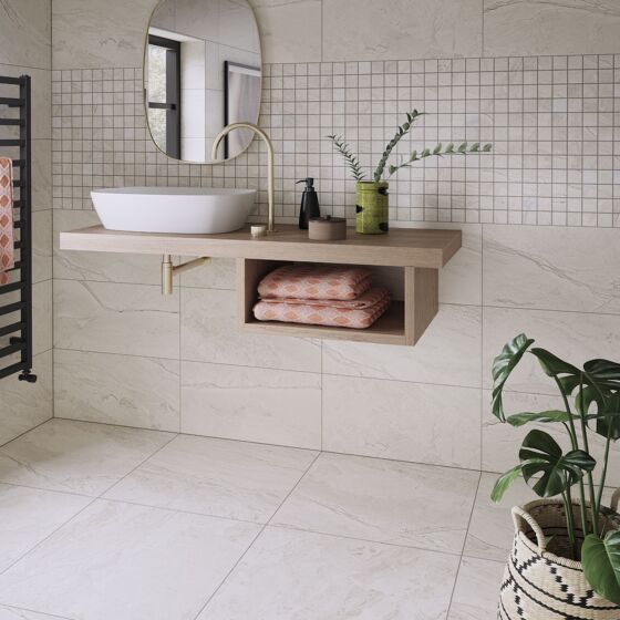 Earthsong White Matt Porcelain Mosaic 300x300mm - Tile Projects Ltd